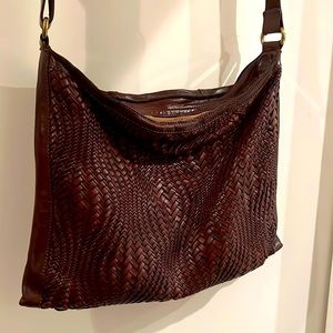 Campomaggi brown leather woven bag